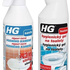 Akčný balíček HG penový čistič vodného kameňa 3x silnejší HGPCVK3 a HG hygienický gél na toalety HGGNT