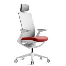 Kancelárska ergonomická stolička ROLY White — sieť, látka, biela / viac farieb Červená