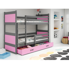 Interbeds Rico poschodová posteľ 200cm x 90cm borovicové drevo sivo-ružová
