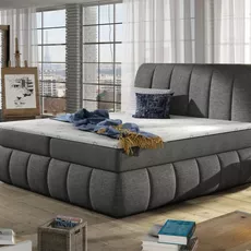 Posteľ Boxspring Vincenzia 200x180, šedá (látka - bvi 04)