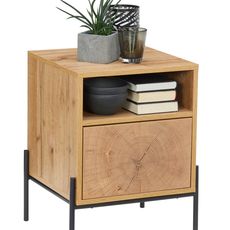 Carryhome NOČNÝ STOLÍK, čierna, farba duba, 44/55/40 cm