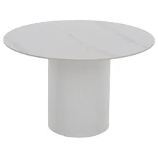 Jedálenský stôl, biely mramor/MDF, priemer 120 cm, MAHIR TYP 1