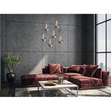 Luster na lanku LACRIMA SMOKY 6xE27/60W/230V čierna/zlatá/dymová čierna