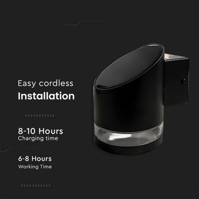 LED Vonkajšie solárne nástenné svietidlo LED/1W/3,7V 3000K IP54 1200 mAh čierna