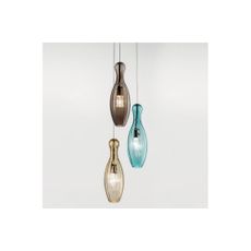 SIRU- Luster na lanku BIRILLO 3xE14/40W/230V hnedá/tyrkysová/béžová benátske sklo