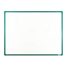 Biela magnetická popisovacia tabuľa s keramickým povrchom boardOK, 1200 x 900 mm, zelený rám