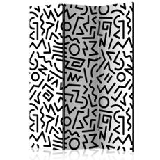 Paraván Black and White Maze Dekorhome 135x172 cm (3-dielny)