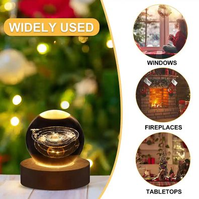 3D Visual KS-3D LP4 - 3D LED lampa krištáľová guľa - Slnečná sústava