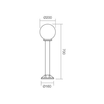 Redo 9768 - Vonkajšia lampa SFERA 1xE27/28W/230V IP44