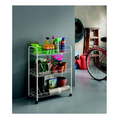 Trojposchodový pojazdný stojan do kúpeľne Metaltex Laundry, 31 × 84 cm
