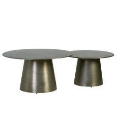 Estila Dizajnový art deco set konferenčných stolíkov Mariel v sivej kovovej farbe 80 cm