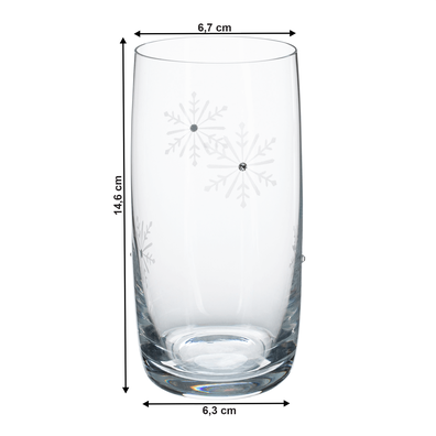 TEMPO-KONDELA SNOWFLAKE DRINK, poháre na vodu, set 4 ks, s kryštálmi, 460 ml