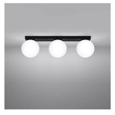 Čierne stropné svietidlo so skleneným tienidlom ø 12 cm Umerta – Nice Lamps