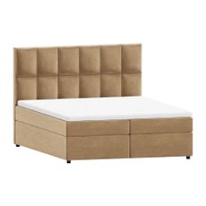 Okrovožltá boxspring posteľ s úložným priestorom 140x200 cm Flip – Ropez