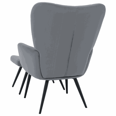 Kreslo s podnožou, sivá Velvet látka/čierna, HABEN