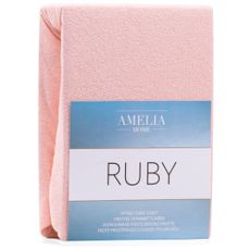 Froté prestieradlo s gumou AmeliaHome Ruby svetloružové, velikost 220-240x220