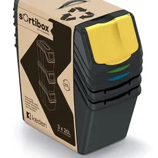 Prosperplast Súprava 3 odpadkových košov Soorti na triedený odpad 3 x 20 l čierna