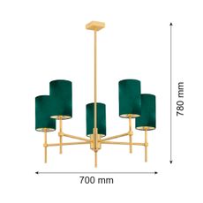 Argon 2147 - Luster na tyči ABRUZZO 5xE14/7W/230V mosadz/zelená