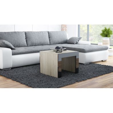 CAMA MEBLE Tess Kwadrat konferenčný stolík dub sonoma / čierny lesk