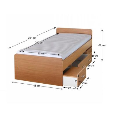 KONDELA Duet 80262 90 posteľový rám s úložným priestorom buk