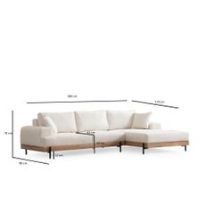 Elegantná rohová pohovka Eti 280 X 170 cm, pravá, biela