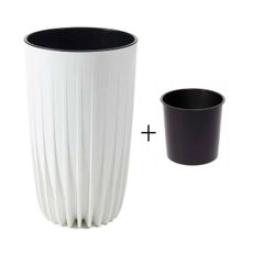 PLASTOVÝ KVETINÁČ STRIPPED ECO 42X25 CM BIELA