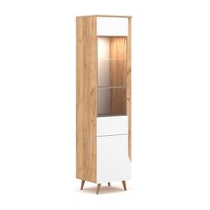 Vivaldi Vitrína TUE s LED osvětlením bílá mat/dub craft zlatý
