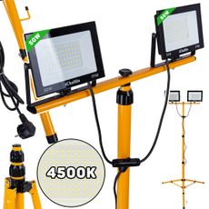2x50W LED svetlomet s teleskopickým stojanom a káblom - neutrálna biela farba 4500K (1)