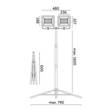 LED Reflektor so stojanom TIGRA 2xLED/100W/230V 4000K IP54 čierna/žltá