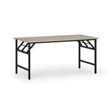Konferenčný stôl FAST READY s čiernou podnožou, 1600 x 800 x 750 mm, dub prírodný