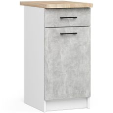 Ak furniture Kuchynská skrinka Olivie S 40 cm 1D 1S biela/betón/dub sonoma