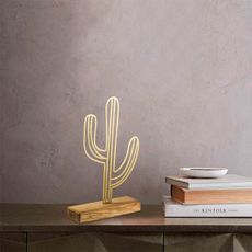 Hanah Home Kovová dekorácia Cactus 41 cm zlatá