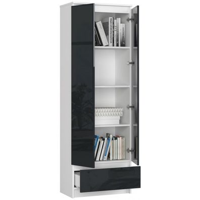 Regál R60 2D1SZ grafit lesk biela