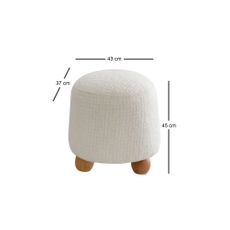 Plyšový puf Fumi 43 cm so 100% dreveným rámom, biely
