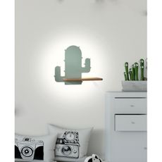 LED Detské nástenné svietidlo s poličkou CACTUS LED/4W/230V zelená/drevo