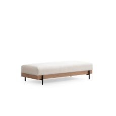 Elegantný puf Eti s kovovými čiernymi nohami 158 x 68 cm, biela