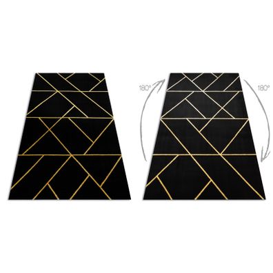 Dywany Łuszczów , Kusový koberec Emerald geometric 1012 black and gold, 200x290, čierna, chodba / predsieň