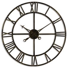 Estila Dizajnové vintage mosadzné okrúhle nástenné hodiny Dorian s ciferníkom s rímskymi číslicami 80 cm