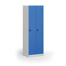 Kovová šatníková skrinka, 2-dverová, 1850 x 600 x 500 mm, zámok s čítačkou RFID kariet, modré dvere