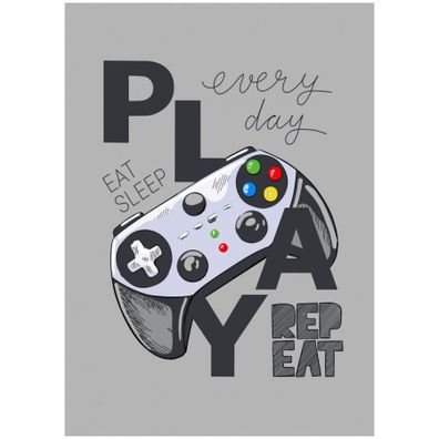 Fleecová deka Every day Play - Eat, sleep, play & repeat - 100 x 140 cm