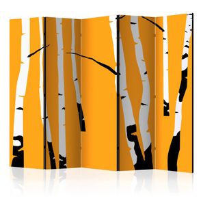 Paraván Birches on the orange background Dekorhome 225x172 cm (5-dielny)