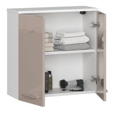 Kúpeľňová závesná skrinka FIN W60 2D-cappuccino / biela