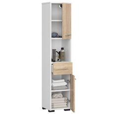 Kúpeľňová skrinka Fin 2D 1SZ 1W biela/dub sonoma
