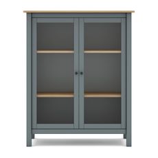 Zelenosivá/prírodná vitrína z borovicového dreva 90x110 cm Misti – Marckeric