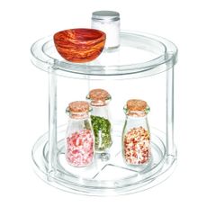 Okrúhly otočný dvojposchodový podstavec na dózy iDesign The Home Edit, ⌀ 24,1 cm