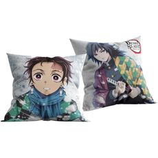 Obojstranný vankúš Demon Slayer: Kimetsu no Yaiba - Zabijak démonov - motív Tandžiró a Tomioka - 40 x 40 cm