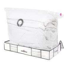 Súprava 2 bielych úložných boxov pod posteľ s vakuovým obalom Compactor XLarge Underbed Life, 105 x 15,5 cm