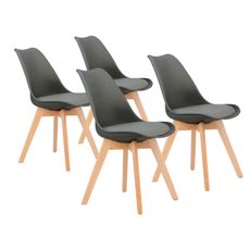 ModernHome Sada 4 stoličiek do obývačky a jedálne s podsedákom - sivé