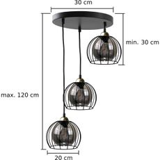 Luster na lanku SOLO BLACK 3xE27/60W/230V čierna/zlatá