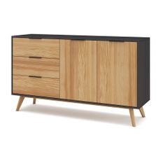 Čierna/prírodná nízka komoda z borovicového dreva 140x81 cm Lavis – Marckeric